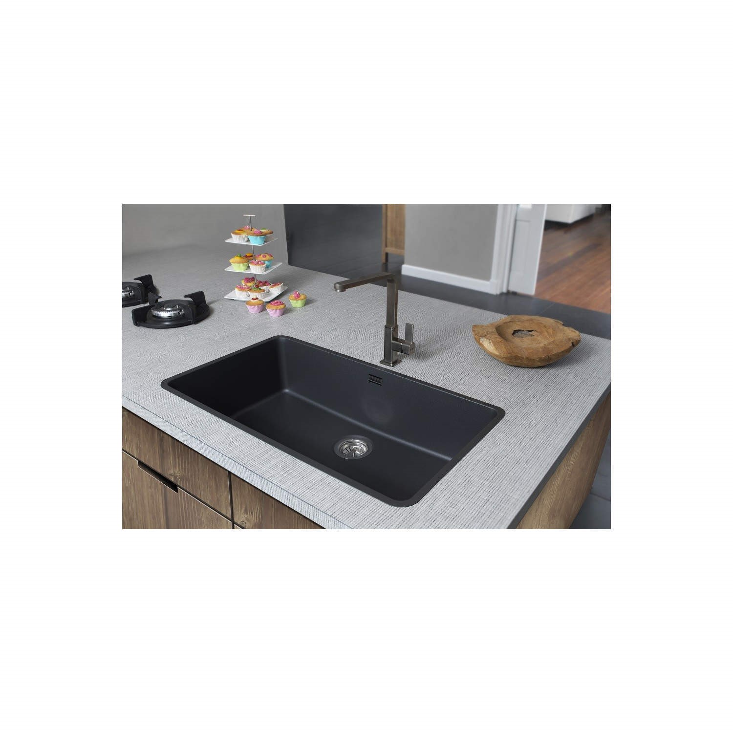 Single Bowl Black Stainless Steel Kitchen Sink Reginox Ohio 80x42